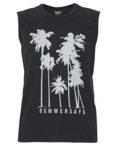 Sommerliches Tanktop, X-Mail, Rundhalsausschnitt, schwarz