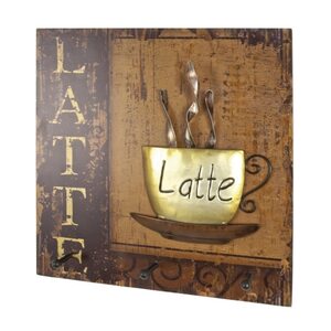 Wandgarderobe Latte 40 x 40 x 7 cm Vintage-Optik Kunstdruck auf MDF