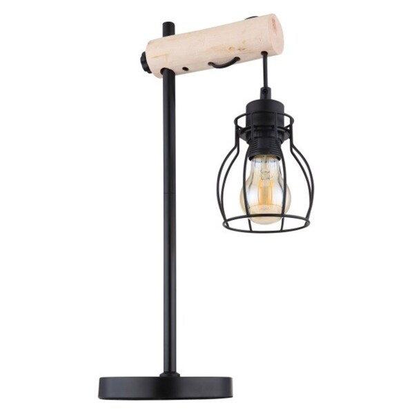 Bild 1 von GLOBO Retrofit Tischlampe Mina II Schwarz/Naturfarbig 16x27cm H48cm