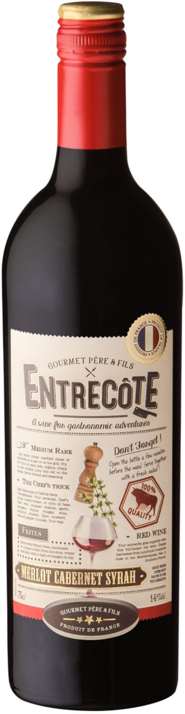 Bild 1 von GOURMET PÈRE & FILS Entrecôte Merlot Cabernet Syrah, 0,75-l-Fl.