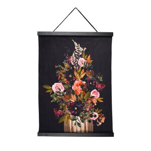 Wandbehang VINTAGE FLOWERS ca.5, schwarz