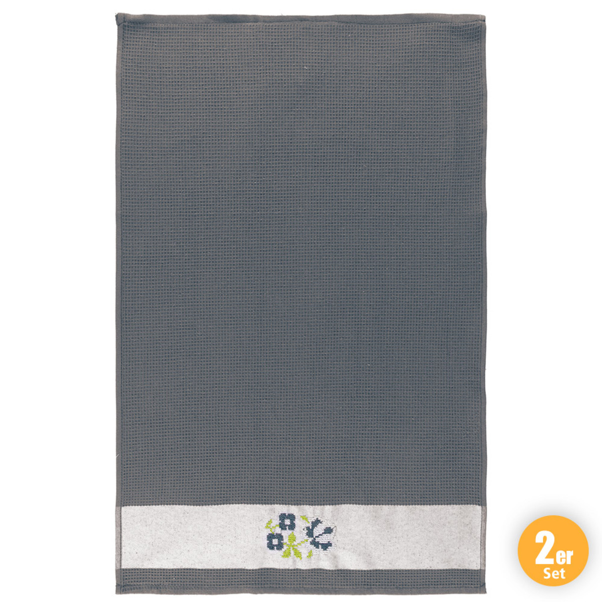 Bild 1 von Pique-Küchentücher, Anthrazit - 2er-Set