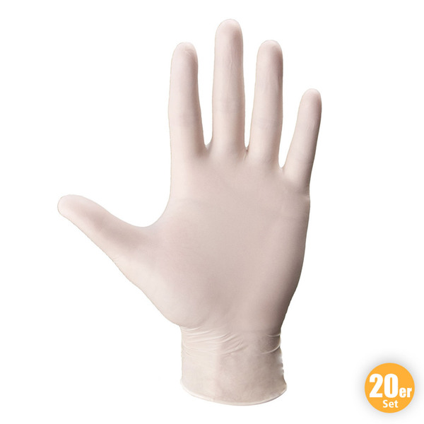 Bild 1 von Latex-Handschuhe, Größe M - Weiß, 20er