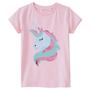 Mädchen T-Shirt mit Wendepailletten ROSA