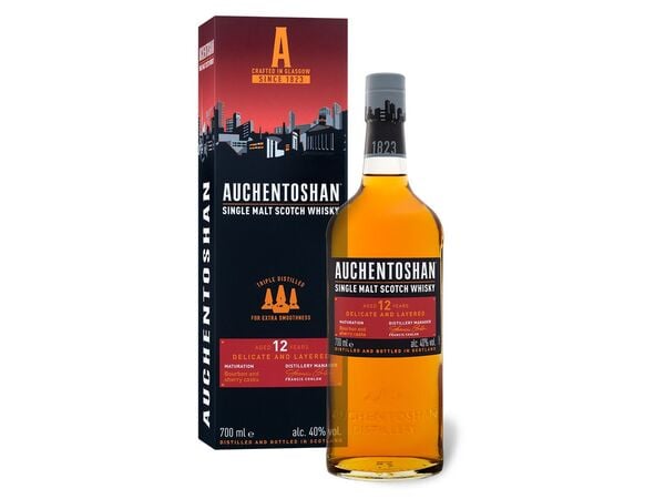 Bild 1 von Auchentoshan Lowland Single Malt Scotch Whisky 12 Jahre mit Geschenkbox 40% Vol