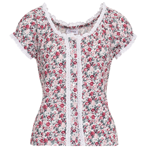 Bild 1 von Damen Trachtenbluse mit Spitzendetails ROSA / WEISS / ROT