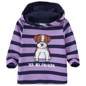 Mädchen Hoodie mit Hunde-Applikation LILA / DUNKELBLAU