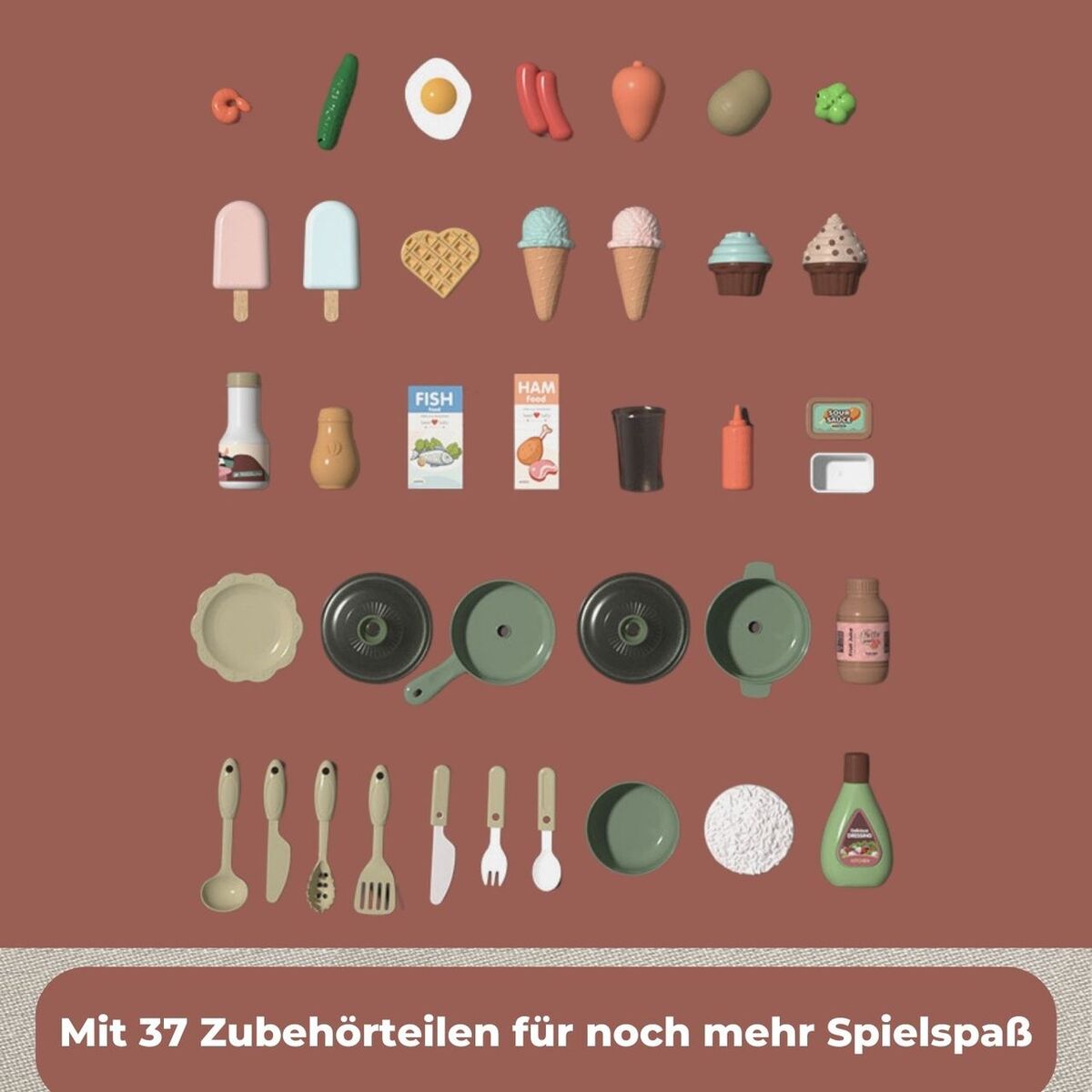 Bild 4 von Kinderküche Jasmin Spielküche mit viel Zubehör Farbe Braun