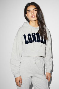 C&A CLOCKHOUSE-Crop Hoodie, Grau, Größe: XS