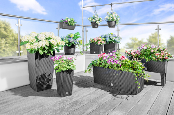 Bild 2 von XXL Pflanzkasten in Rattanoptik, 72L, anthrazit 2er Set