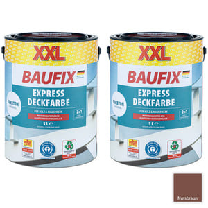 XXL-Express-Deckfarbe 5 Liter, Nussbraun - 2er-Set