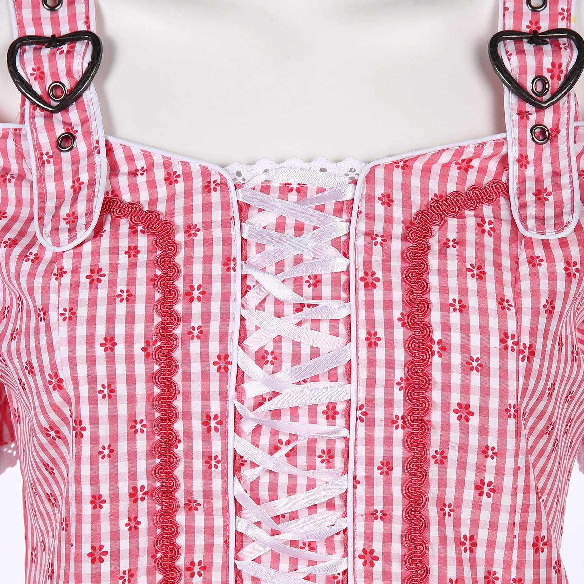 Bild 3 von Damen Trachtenbluse in Vichykaro, schulterfrei
                 
                                                        Rosa