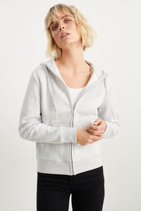 C&A Basic-Sweatjacke mit Kapuze, Grau, Größe: XS