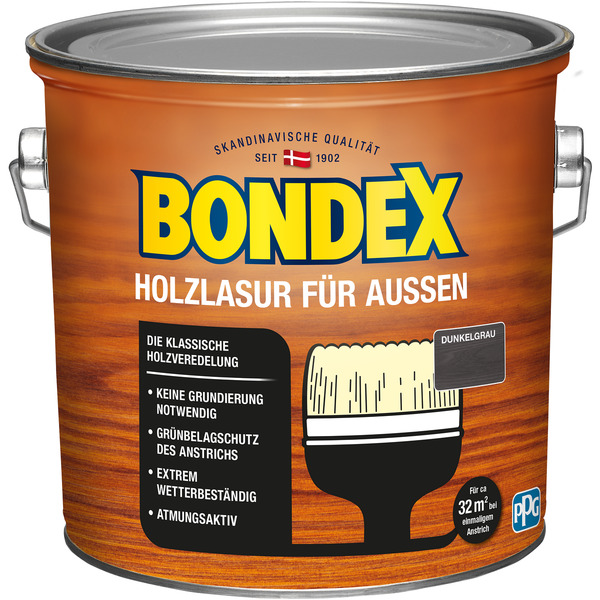 Bild 1 von Bondex Holzlasur dunkelgrau 2,5 l