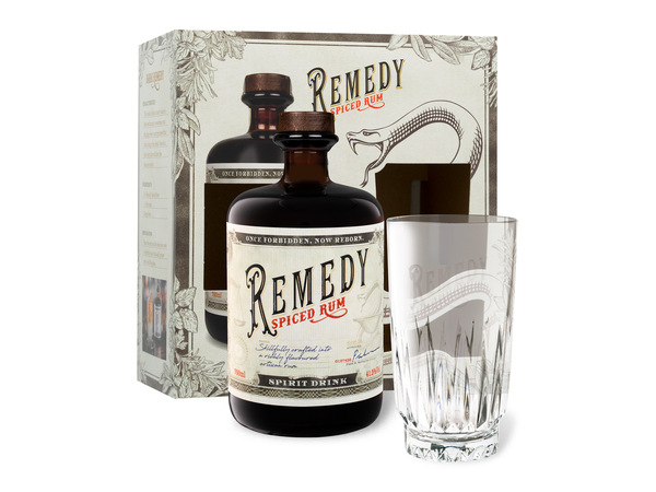 Bild 1 von Remedy Spiced Rum 41,5% Vol mit Geschenkbox + Highball Glas