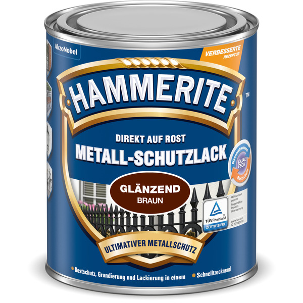 Bild 1 von Hammerite Metallschutzlack 'Direkt auf Rost' braun glänzend 250 ml