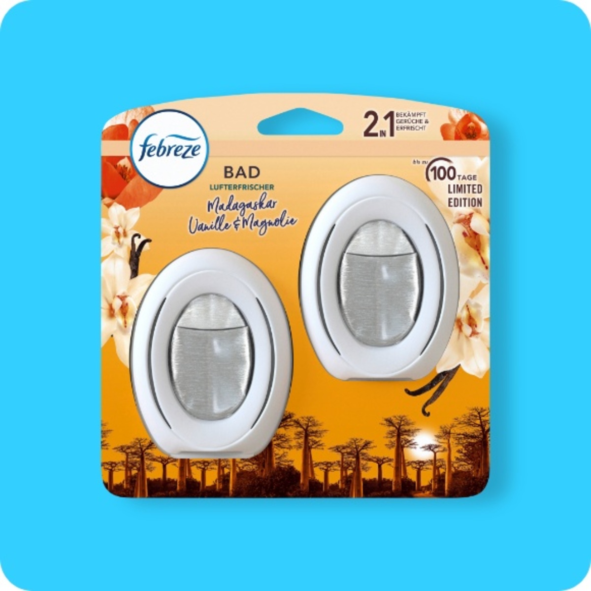 Bild 1 von FEBREZE Bad-Lufterfrischer, Madagaskar-Vanille & Magnolie oder Tropische Früchte