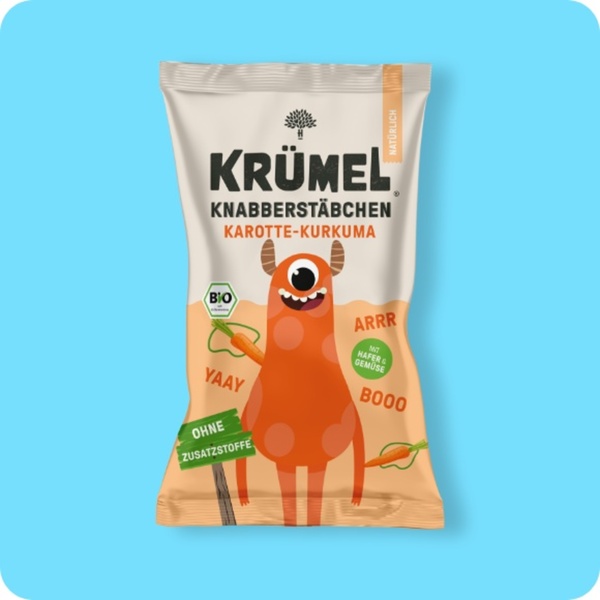 Bild 1 von KRÜMEL Bio-Knabberstäbchen, Karotte-Kurkuma oder Apfel-Spinat