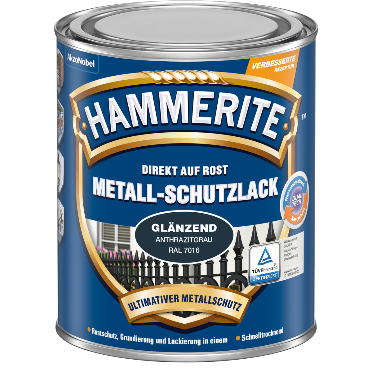 Bild 1 von Hammerite Metallschutzlack anthrazitgrau glänzend 750 ml