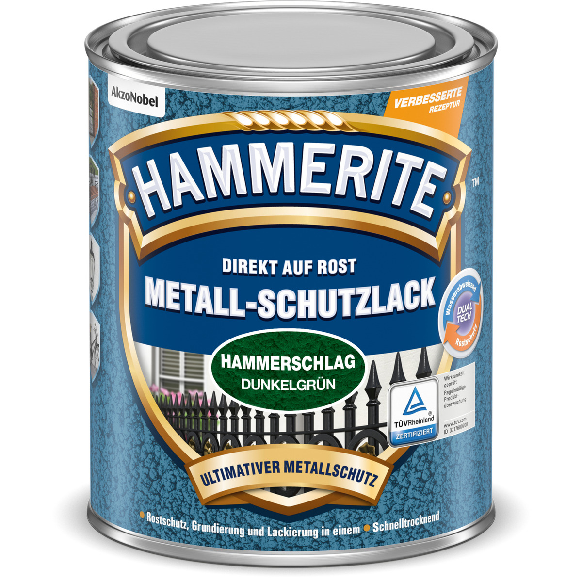 Bild 1 von Hammerite Metallschutzlack Hammerschlag-Effekt dunkelgrün 750 ml