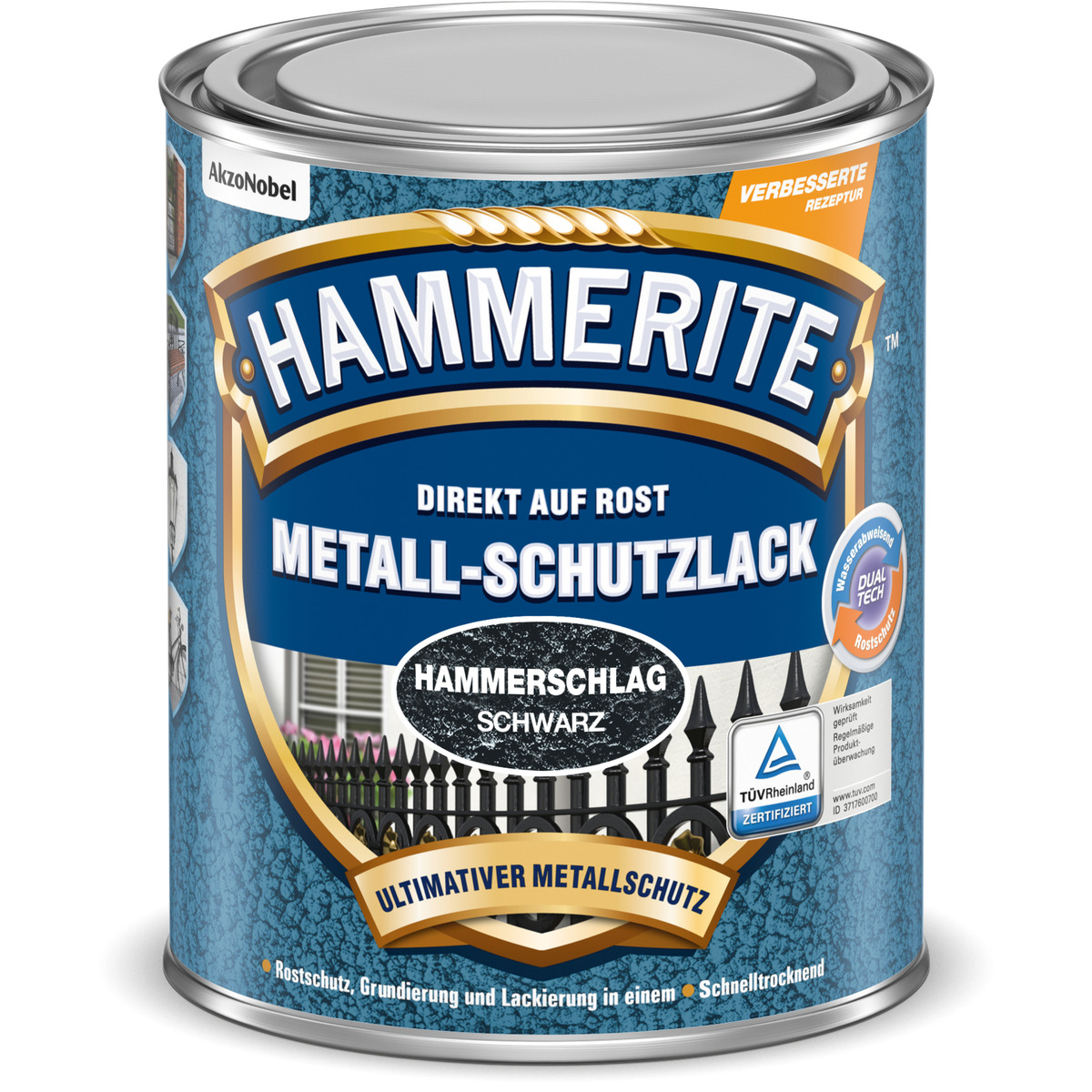 Bild 1 von Hammerite Metallschutzlack Hammerschlag-Effekt schwarz 250 ml