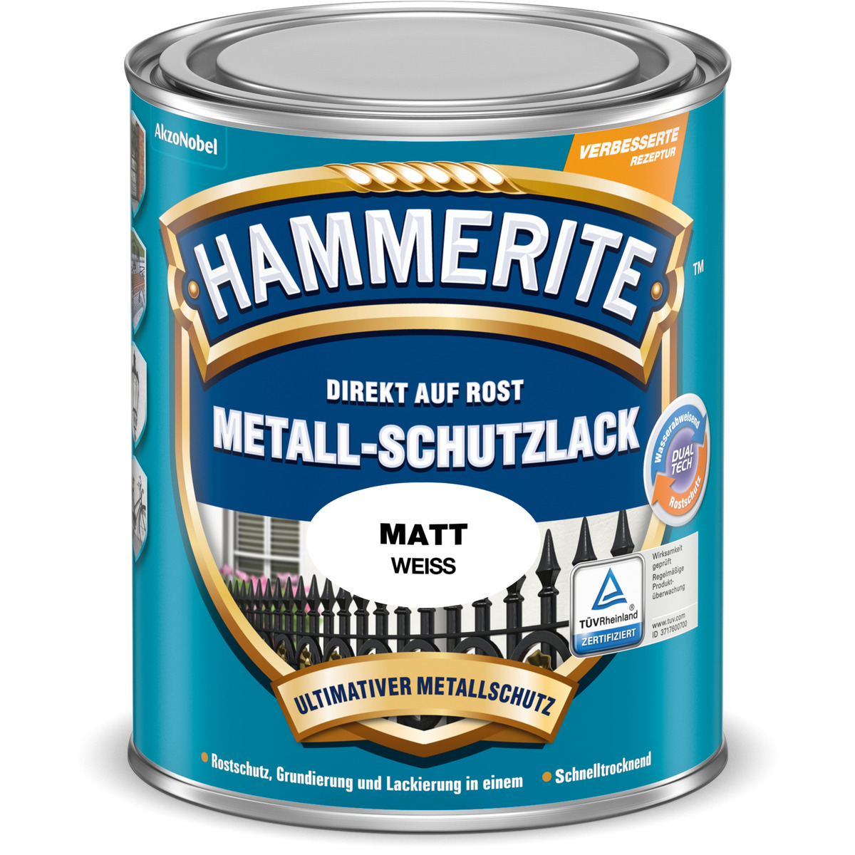 Bild 1 von Hammerite Metallschutzlack weiß matt 250 ml
