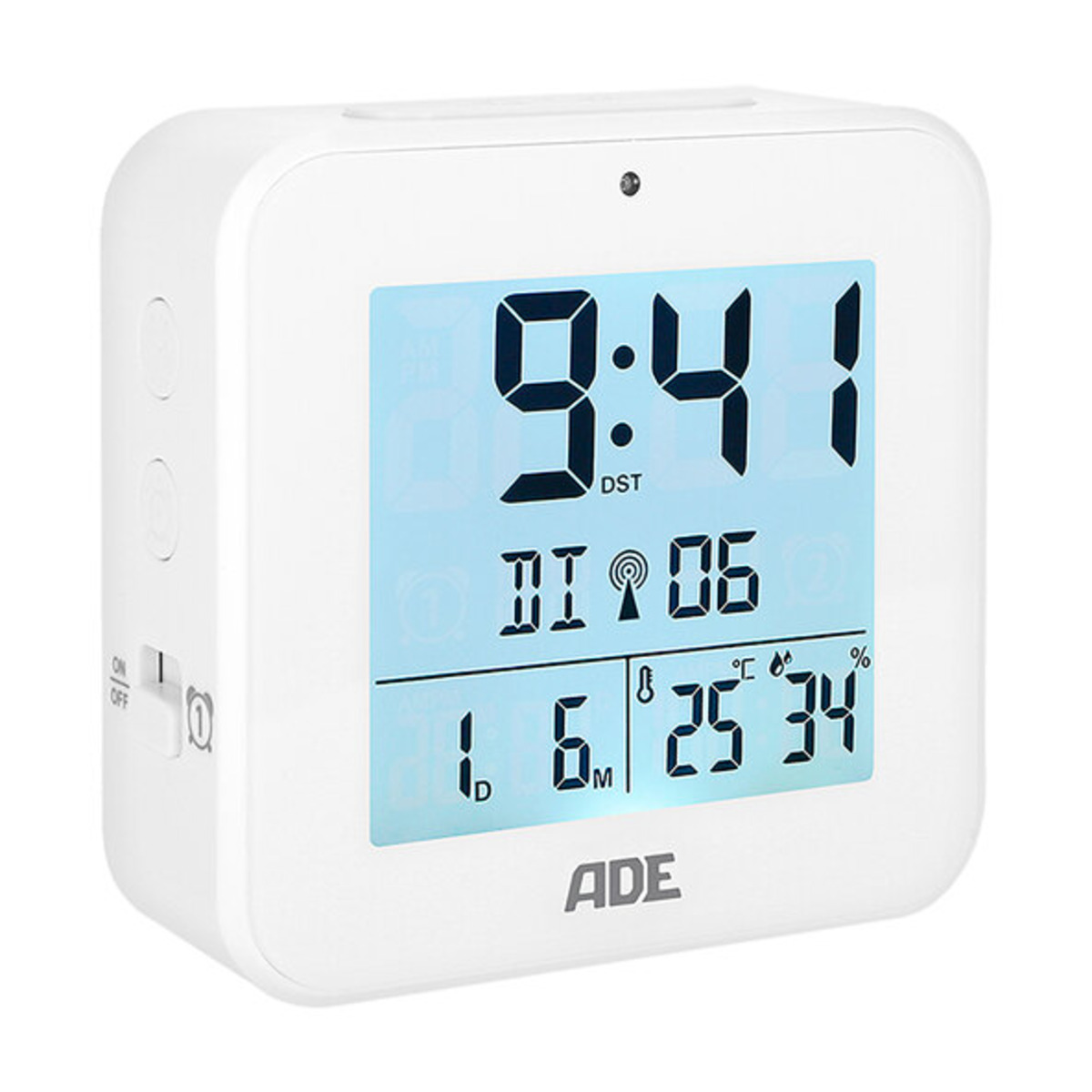 Bild 1 von Digitaler DCF-Funkwecker 8,2 x 8,2 cm, weiß