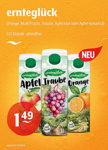 ernteglück Orange, Multi Frucht, Traube, Apfel klar oder Apfel naturtrüb