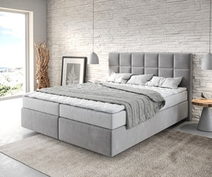 Boxspringbett Dream-Fine 160x200 cm Mikrofaser Grau mit Matratze und Topper