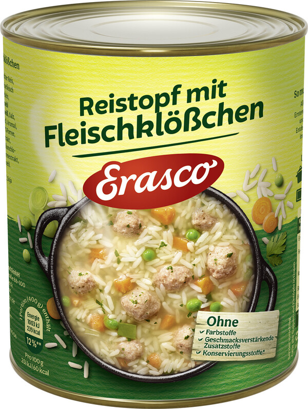 Bild 1 von Erasco Reistopf mit Fleischklößchen 800G