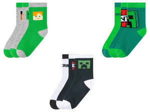 Minecraft Kinder Socken, 3 Paar, weiche Baumwollmischung