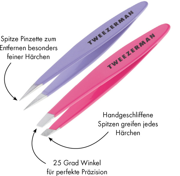 Bild 2 von Tweezerman Mini Slant & Point Tweezer Set - Schräge & Spitze Mini Pinzetten, Pink & Lilac
