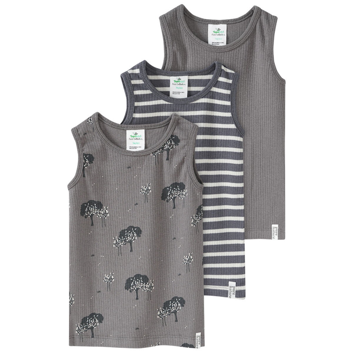 Bild 1 von 3 Baby Unterhemden mit Rippstruktur GRAU