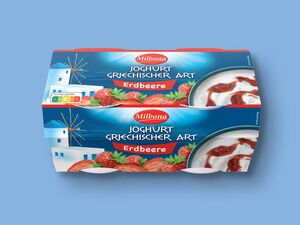 Milbona Joghurt Griechischer Art Erdbeere, 
         4x 150 g