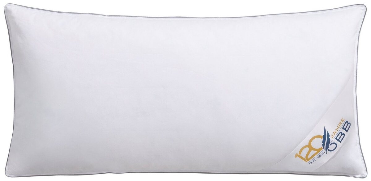 Bild 1 von Federkopfkissen Edition 120 Jahre, Kissen ist allergikerfreundlich, Made in Germany, OBB, Füllung: 90%Federn, 10 % Daunen, Bezug: 100% Baumwolle, Bauchschläfer, Rückenschläfer, Seitenschläfer, K