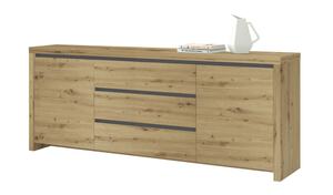 Kommode MALVIN 190 x 75 cm braun anthrazit - Tiefe 40 cm - 2 Drehtüren - 3 Schubkästen - Holznachbildung