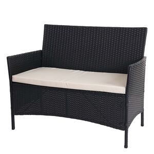 Poly-Rattan Gartenbank Hamar, Sitzbank Bank ~ anthrazit, Kissen creme