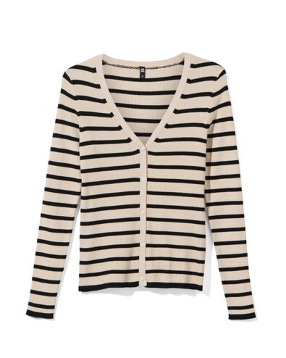 Bild 1 von Damen-Cardigan Ornelia, Feinripp schwarz/weiß