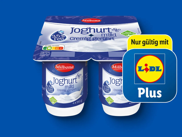 Bild 1 von Milbona Naturjoghurt, mild, 
         4x 150 g