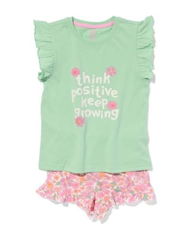 Bild 1 von Kinder-Kurzpyjama, Baumwolle/Elasthan, „Think positive, keep growing“ grün