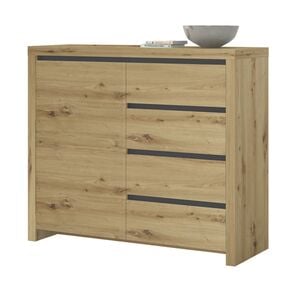 Kommode MALVIN 113 x 97 cm braun anthrazit - Tiefe 40 cm - 1 Drehtür - 4 Schubkästen - Holznachbildung