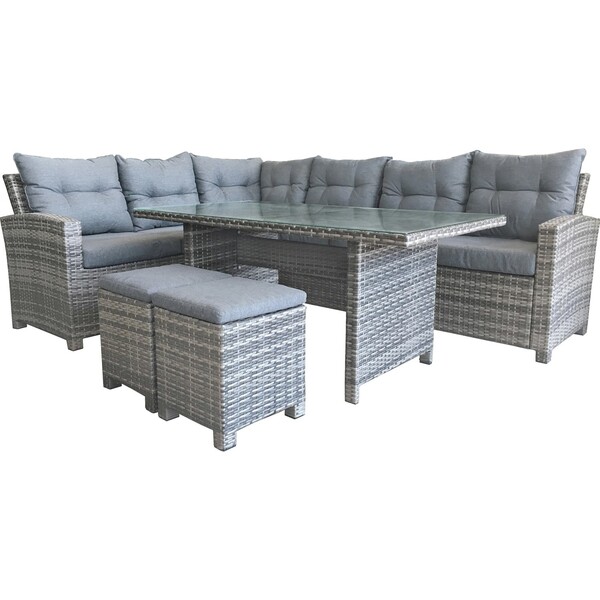 Bild 1 von Lounge-Set mit Esstisch Elfrida 5-teilig aus Polyrattan Grau