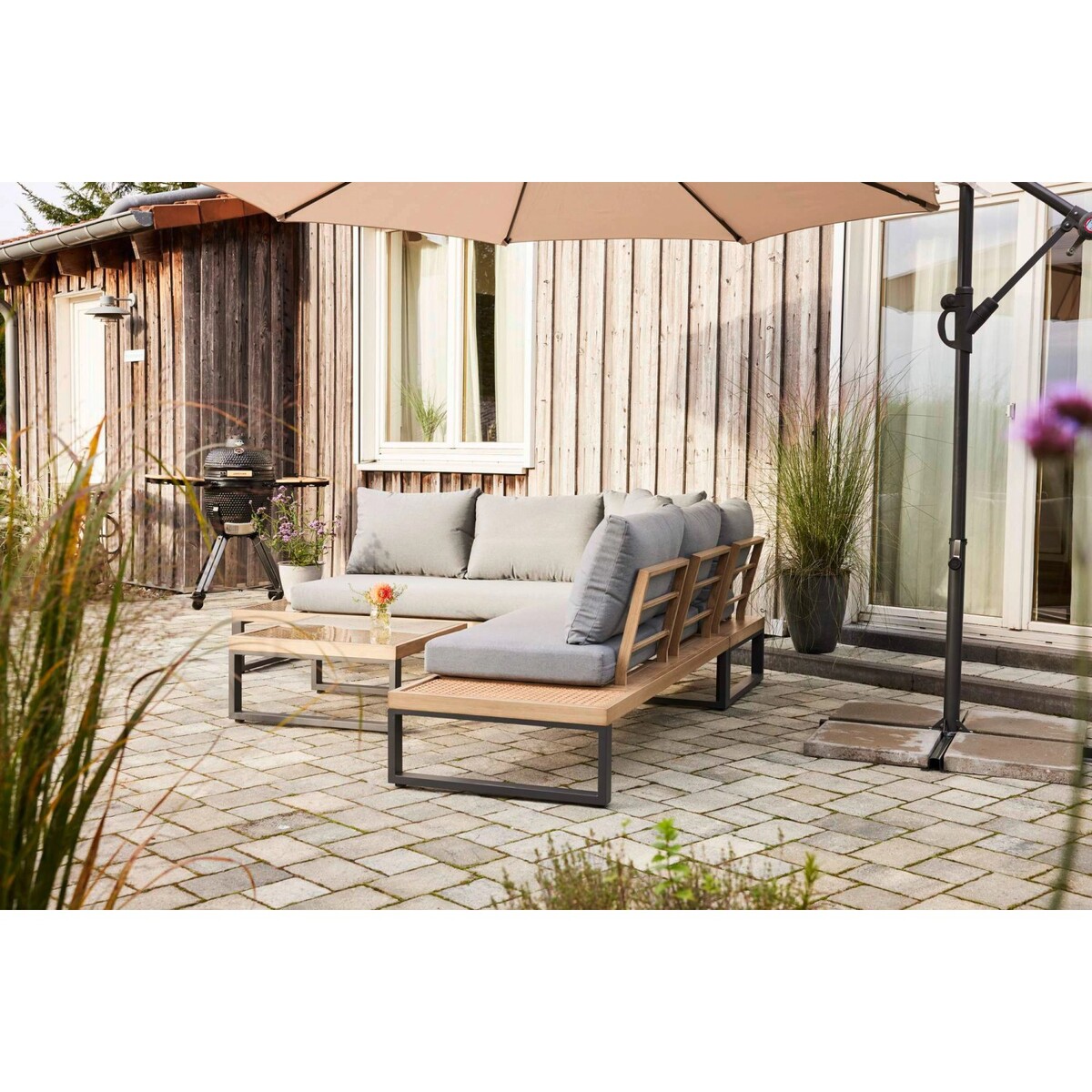 Bild 4 von Lounge-Set Calora 3-teilig aus Rattangeflecht und Aluminium Grau