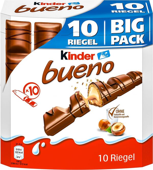 Bild 1 von KINDER Bueno, 10 St. = 215-g-Packg.