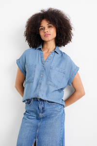 C&A Bluse-Jeans-Look, Blau, Größe: XS