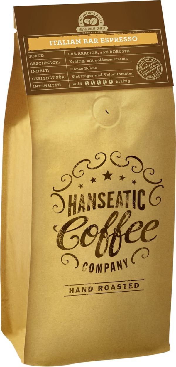 Bild 1 von Hanseatic Coffee Italian Bar Espresso ganze Bohnen (1 kg)