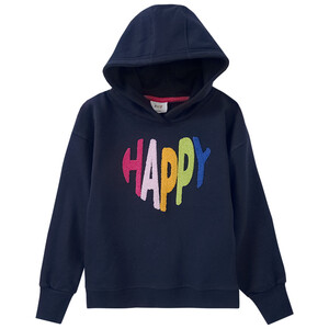 Mädchen Hoodie mit Schriftzug DUNKELBLAU