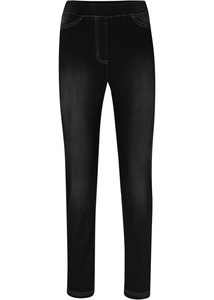 High Waist Jeggings aus leichter, elastischer Thermoqualität mit Bequembund, 38, Schwarz