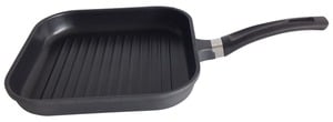 aro Grillpfanne NL-A1028, Aluminium, 28 x 29 x 4.5 cm, 3-fach Dupont Antihaftbeschichtung, backofenfest, quadratisch, schwarz