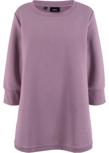 Langes Sweatshirt Tunika mit Struktur in A-Line, 3/4 Arm, 36/38, Lila